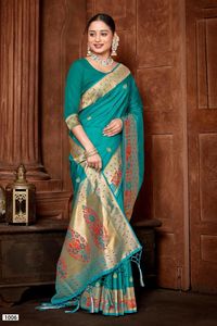 Saree en soie Royal et Rich Paithani Beaux vêtements indiens et pakistanais imprimés numériquement - Product Image 4