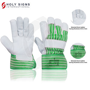 Tela transpirable azul de alta calidad con puños Guantes de trabajo de cuero de grano de vaca Anti-Corte 4 5 PPE Guantes de trabajo múltiples de seguridad - Product Image 5