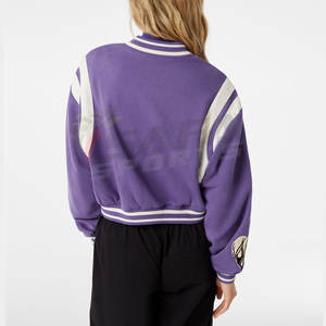 Chaqueta Varsity Letterman para Mujer, Estilo Vintage, Tejido de Punto, Personalizable, Talla 5XL, Tela Estampada, Relleno de Algodón, Venta al Por Mayor - Product Image 3