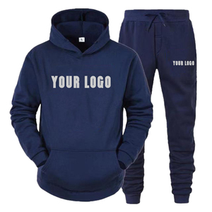 Sweat-shirt à capuche et pantalon de survêtement unisexe en coton épais 100% avec poches brodées en tissu polaire avec logo personnalisé - Product Image 2