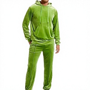 Slim Fit Men <b>Velour</b> Tracksuit Long Sleeve Hoodie Custom Logo Breathable Wholesale Bulk Oem High Quality For Sale - Product Image 1