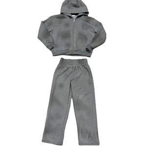 High Quality Acid Washed Sweatsuits Two Pieces Sets Custom <b>Oversized</b> Zip up Hoodie and Baggy <b>Sweatpants</b> Men Tracksuits - Product Image 1