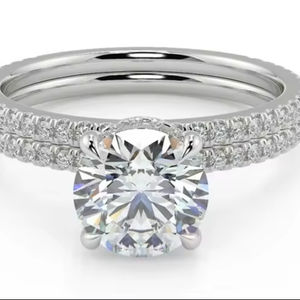 Anillo de compromiso de corte redondo de 1CT, anillo de moissanita, conjunto nupcial clásico, anillo de compromiso de plata esterlina, regalo de joyería personalizado para - Product Image 3