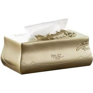 Accesorio de Decoración de Mesa, Caja de Pañuelos de Metal de Alta Calidad con Detalles Florales, Caja Decorativa para Guardar Pañuelos - Product Image 3