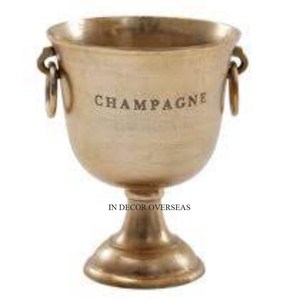 Seau à vin et à glace en acier inoxydable recouvert de rotin de créateur de fantaisie unique et poli argenté et brillant pour les accessoires de verres de fêtes - Product Image 3