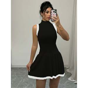 Vestido mini de punto con corte ajustado y ribete en contraste para mujer - Product Image 2