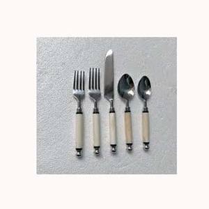 Juego de cubiertos de acero inoxidable Chapado en plata con mango de hueso redondo Juego de cubiertos Mango hecho a mano Juegos de cubiertos con clase - Product Image 1