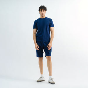 Ensemble t-shirt d'été à manches courtes en coton pour hommes, tenue décontractée avec short court - Product Image 1