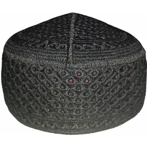 OEM 이슬람 모자 이슬람 모자 모자 숭배 기도 순수한 회색 디자인 자수 최고의 품질 도매 토피 남성용 ODM 모자