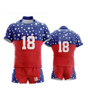 Ensemble d'uniformes de rugby personnalisés OEM/ODM, respirant, 100% polyester, écologique, évacuant l'humidité, couleurs et tailles personnalisées, faible MOQ - Product Image 1