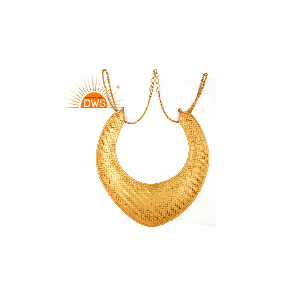 Dernier modèle Collier d'enchère en laiton plaqué or 18 ct Bijoux fins Demi pour femme Cadeau pour sa collection délicate