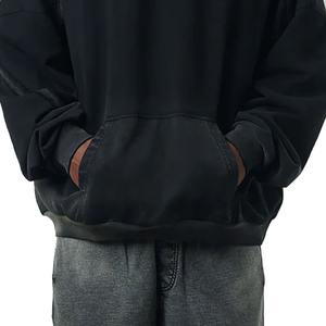 2025 dernière conception noir Boxy Fit pull à capuche lavé surdimensionné Terry OEM Service décontracté plaine hommes sweats 6XL hiver - Product Image 4
