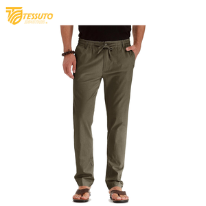 2025 Vintage grande taille hommes pantalons haute qualité léger tricoté toile séchage rapide taille moyenne Style lavé - Product Image 1