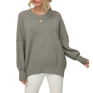 Jersey holgado de Color sólido informal a la moda de Invierno para mujer, camisa de manga larga de punto, suéter de nuevo diseño - Product Image 3