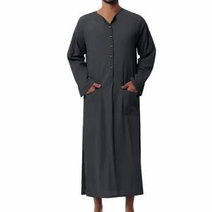 Venta caliente Hombres de moda Jubba Thobe Oriente Medio Árabe Qatar Oración islámica Hombres Jubba Thobe Precio barato - Product Image 4