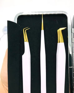 Pinzas Profesionales para Pestañas de Acero Inoxidable, Punta Suave, Antimagnéticas, Mango Cómodo, 10 mm de Longitud, para Aislamiento de Cejas y Volumen - Product Image 2