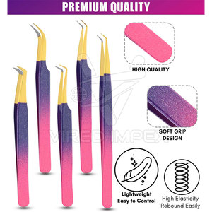 2025 Private Label Fiber Tip <b>Eyelash</b> <b>Tweezers</b> OEM Custom Color Pointed Tip Stainless Steel Fiber Tip <b>Eyelash</b> <b>Tweezers</b> - Product Image 4