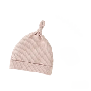 Gorro de bebé anudado de algodón orgánico infantil nuevo a la moda al por mayor diseño acanalado supersuave bordado para viajes al aire libre - Product Image 4