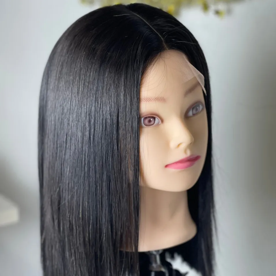Fabrika toptan ham brezilyalı Bob saç peruk doğal 100% İnsan şeffaf İsviçre dantel ön peruk siyah kadınlar için nijeryalı saç
