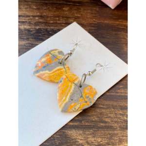 Southwest Handmade Drop <b>Earrings</b> with <b>Black</b> Agate and Sterling Silver Heart <b>Dangle</b> - Product Image 4