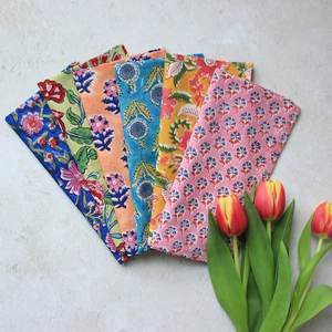 Juego de servilletas surtidas, servilletas impresas a mano, servilletas bohemias, servilletas de mesa de algodón mezcladas y combinadas, hechas a mano en la India - Product Image 6