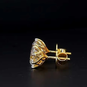 Pendientes de tuerca finos de diamante cultivado en laboratorio de corte clásico con estilo Unisex, oro rosa amarillo blanco de 18 quilates, a la moda para fiesta de aniversario de boda - Product Image 2