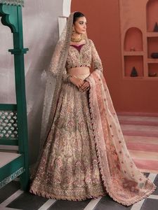 BRIDAL HEAVY ZARI EMBROIDERY on <b>BLOUSE</b>,LEHENGA & DUPATTA WITH EMBELLISHED CRYSTAL GLASS BEADS,STONE,DABKA WORK for WEDDING@2024 - Product Image 2