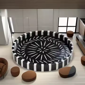 Bandeja de servicio hecha a mano antigua incrustaciones de hueso y madre de perla incrustaciones minimalistas de artesanía creciente - Product Image 1