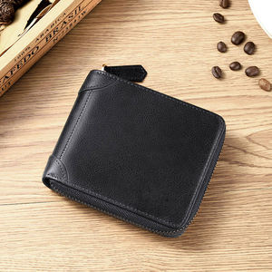 Hombres al por mayor de cuero genuino corto Casual multifuncional cremallera cartera | Cierre de cremallera de los hombres Bifold Funda de cuero genuino cartera - Product Image 2