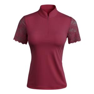 Camisa de Polo Ecuestre para Mujer, Manga Corta con Encaje Elegante, Material de Neopreno, Capas Base para Montar a Caballo y Golf, Ropa Casual - Product Image 6