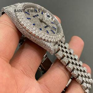 Luxury Iced Out Moissanite <b>Watch</b> VVS Hip Hop Diamond Stainless Steel Bust down <b>Wrist</b> <b>Watch</b> - Product Image 1