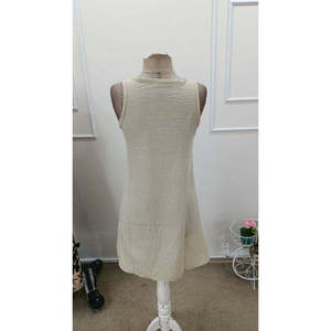 Vestido Corto con Tirantes y Cuello Redondo para Mujer, con Cierre de Botones Delanteros y Detalle de Bolsillo, 36817 - Beige - Product Image 5