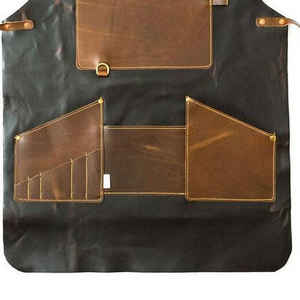 Nueva moda 2025 cuero peluquería chal peluquero artista delantal con múltiples bolsillos hecho a medida en Pakistán babero - Product Image 6