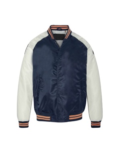 Chaqueta universitaria de satén con bordado de béisbol Letterman Varsity chaqueta de manga larga abotonada chaqueta universitaria de satén para hombres - Product Image 1