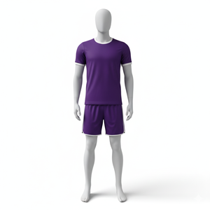 Ensemble de maillot et short de football pour adulte personnalisé, couleur violet, avec bordure blanche, léger, respirant et antibactérien - Product Image 3