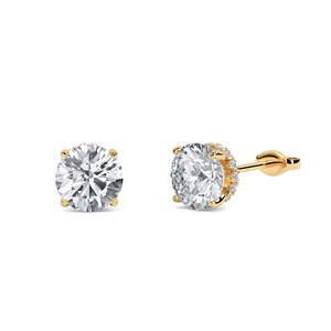 Boucles d'oreilles élégantes à halo simple en diamant rond, 0,60 ct, diamant de laboratoire en platine, pour occasions spéciales et soirées. - Product Image 3