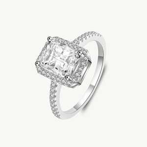 Bagues de fiançailles de mariage en argent sterling 925 1ct pour femme Juliette Emerald Moissanite Full Diamond Bezel Settling Parties - Product Image 1