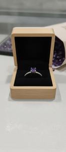 Bague de fiançailles et de mariage en argent 925 faite à la main avec améthyste, cadeau chrétien, design minimaliste, pour la pierre de naissance de février - Product Image 5