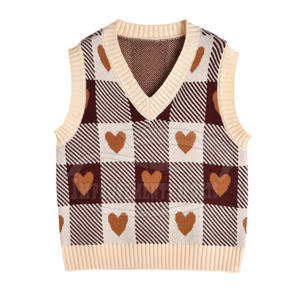 Chaleco de punto recortado estampado personalizado para mujer recién llegado Chaleco de punto recortado hecho de algodón para mujer - Product Image 1