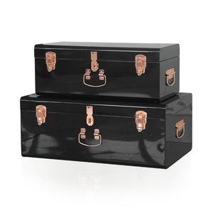 Ensemble de coffres de rangement en acier avec revêtement en poudre noire et serrure - Product Image 5