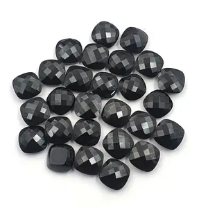 Diamantes naturales, ónix negro, cojín a cuadros, corte de piedras preciosas sueltas - Product Image 1
