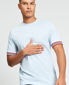 Nouveau style 2026 – T-shirt homme à col ras du cou en tissu tricoté respirant et doux, couleur unie, coupe ajustée avant, manches courtes, polyester/coton - Product Image 2