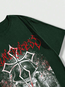 T-shirt personnalisé à manches courtes en coton avec impression par transferts de chaleur pour hommes avec personnalisation complète - Product Image 3