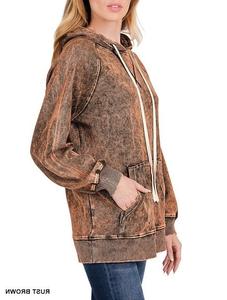 Streetwear dernier style fabriqué au Pakistan, sweat à capuche pour femme, coton polaire, délavé à l'acide, logo personnalisé vintage, sweat à capuche délavé pour femme - Product Image 5