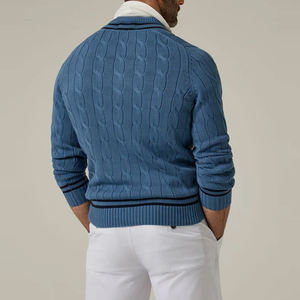 Spring Winter Customized Fashion Cabel Knit Cricket <b>Sweater</b> 100% Cotton Fleece Plain Cabel Knit Cricket <b>Sweater</b> - Product Image 5