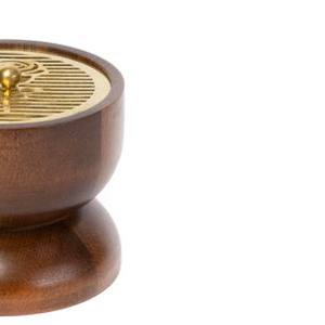 Quemador de Incienso Bakhoor de Madera Oscura de Lujo con Tapa de Metal con Filigrana Dorada, Porta Incienso Redondo de Madera Portátil para Oud y Decoración del Hogar - Product Image 2