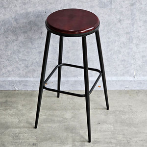 Taburete de Bar Redondo de Madera GBSK015 con Patas de Hierro con Recubrimiento en Polvo, Silla Alta de Estilo Industrial para Uso en Clubes - Product Image 2