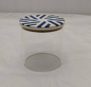 Boîte de rangement de luxe pour la maison ustensiles de cuisine accessoires Design moderne couleur claire forme ronde acrylique et bois boîtes de rangement bacs pot - Product Image 6