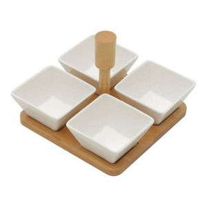 Plateau à chips et à trempette en métal doré au design magnifique, plat de service élégant en porcelaine cuite à haute température, plateau à chips et à trempette pour les fêtes, les hôtels - Product Image 5