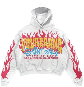 Chándal personalizado para hombre, Sudadera con capucha recortada con diamantes de imitación y pantalones de chándal acampanados, conjunto de lavado con ácido Sun Faded Distress para invierno - Product Image 3